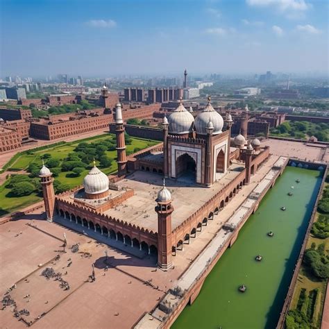 Premium Photo | Aerial view of badshahi mosque lahore pakistan