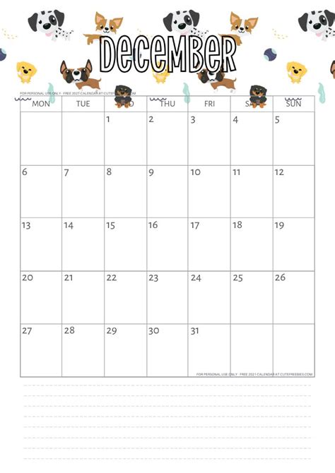 2024 Free Printable Dogs Calendar For A Happy Year - Cute Freebies For You | Free printable ...