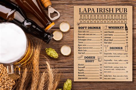 Menu Irish Pub Food and Drink on Behance