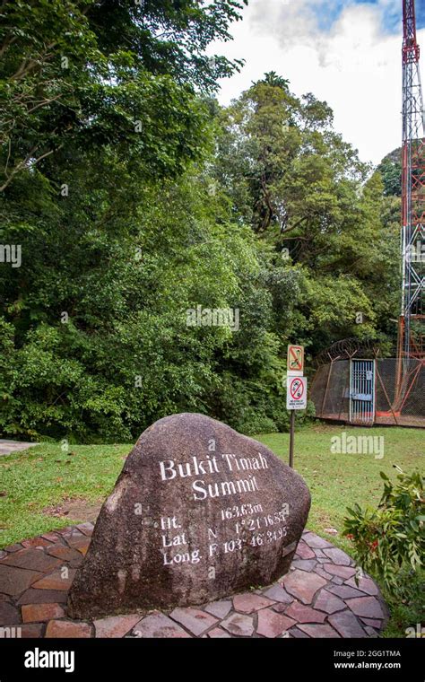 The Bukit Timah Hill Summit, Singapore’s highest hill at 163m. Bukit Timah Forest Reserve ...