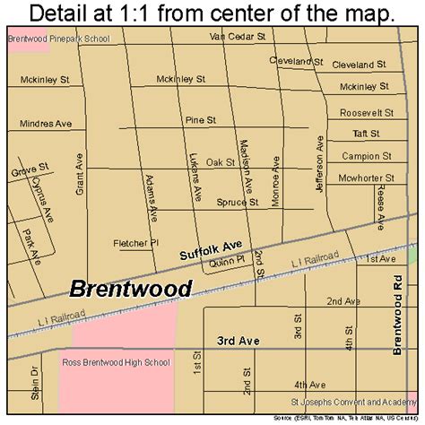 Brentwood New York Street Map 3608026