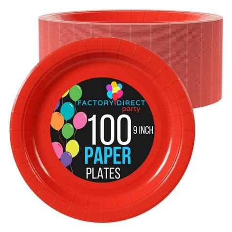 Exquisite Red Paper Plates - 9 Inch - 100 Count - Bulk Disposable Paper Plates - Walmart.com