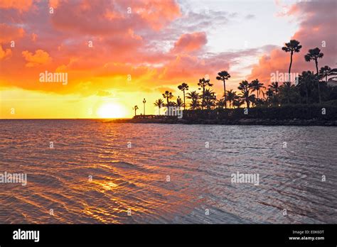 Sunset at the beach on Aruba Stock Photo - Alamy