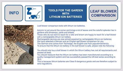 Leaf blower comparison-tools with lithium ion batteries. Autumn is just ...