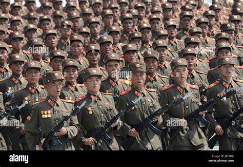 PYONGYANG, North Korea - North Korean soldiers march in a military ...