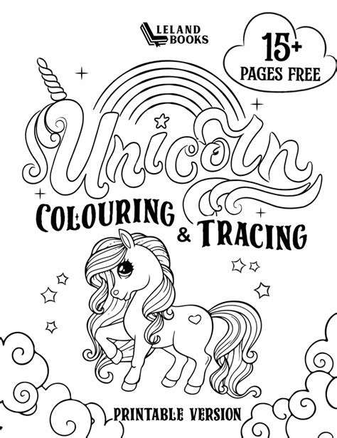 Printable “Unicorn tracing and colouring” book is now available for FREE! - LelandBooks