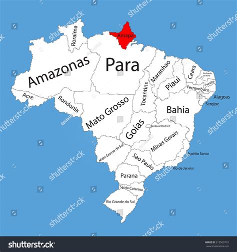 Amapa Brazil Vector Map Isolated On Stock Vector (Royalty Free) 313509710 | Shutterstock