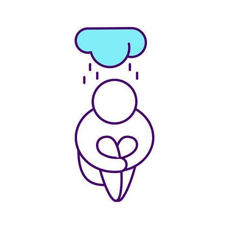 Bad mood RGB color icon. Isolated vector illustration. Depression during diseases. Medical help ...