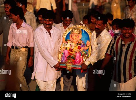 India, Bombay. Ganesh Festival. Immersion Procession Of Lord Ganesh ...