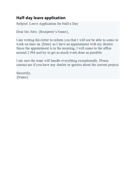 Official Leave Request Format - One Day Leave Application For Office For Personal Reason Sample ...