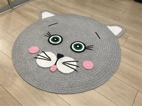 Nursery Crochet Cat Rug Animal Circle Rug Rug for Kids Room - Etsy