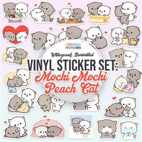 Mochi Mochi Peach Cat Sticker Pack [27pcs] Vinyl Sticker | Shopee Philippines