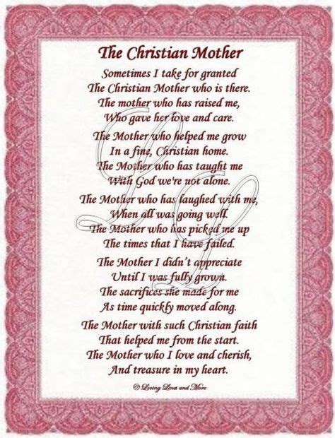 Christian Mothers Day Poems | Christian Mother poem is for the sweet Christian mother. Poem may ...