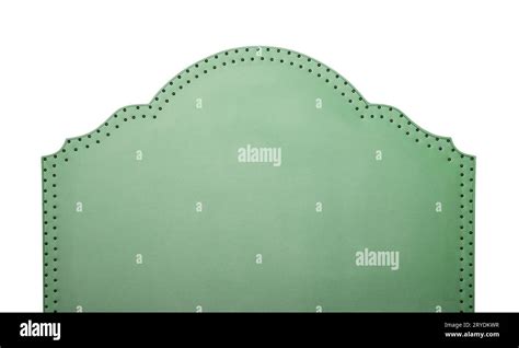 Green soft velvet bed headboard isolated on white Stock Photo - Alamy