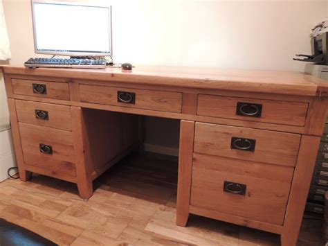 Large Solid Oak Desk - Twin Pedestal 7 Drawer "Vancouver" | in Chelmsford, Essex | Gumtree