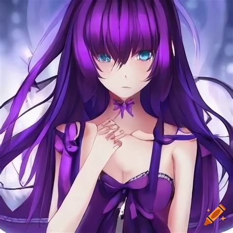 Anime girl with purple hair on Craiyon