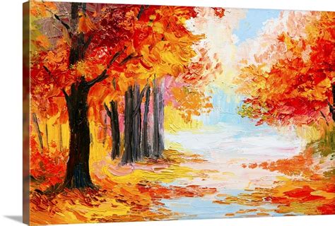 Oil painting of a landscape in autumn foliage Wall Art, Canvas Prints ...