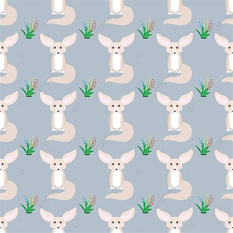 Cute Fennec Fox In Wild Animal Print Seamless Pattern Vector, Fur, Drawn, Fennec PNG and Vector ...