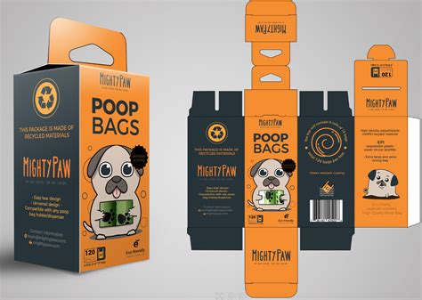 Custom dog poop bags, Bright color package design, retail shelf package design, Fun package ...