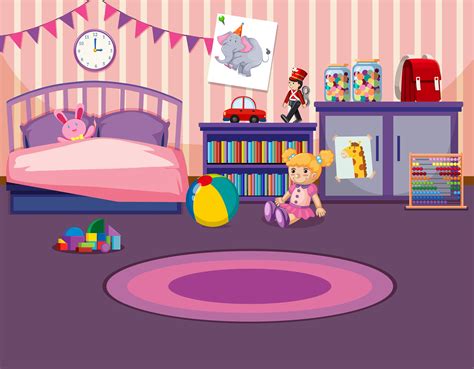 Little Girl Bedroom Cartoon