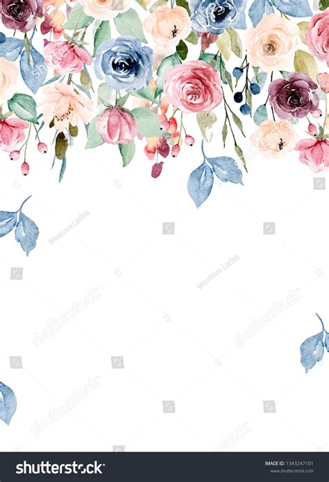 Invitation Watercolor Flowers Floral Frame Border Stock Illustration 1343247101 | Shutterstock