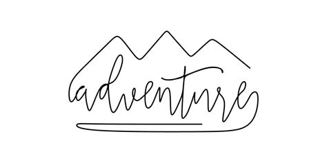 One continuous line drawing typography line art of adventure word 24758606 Vector Art at Vecteezy