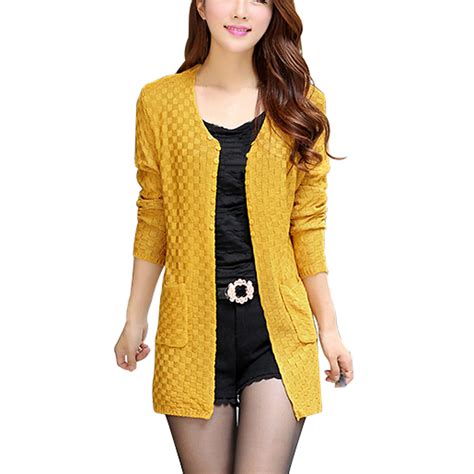 SYB 2016 NEW Women Sweater Long Cardigan Fashion Long Sleeve Thin Knitted Cardigan Female ...