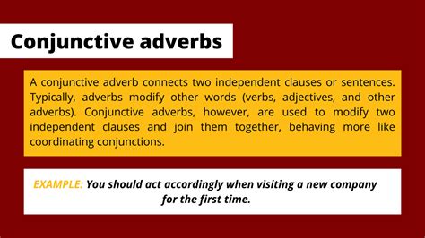 Conjunctive Adverbs - Explanations With Examples