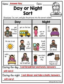 Day or Night Sort Printable and Digital Math Activity | Day for night ...