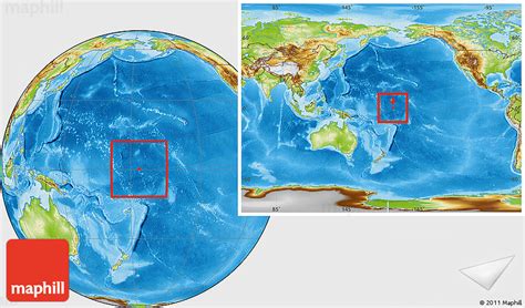 Physical Location Map of Baker Island, within the entire continent