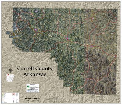 Carroll County Arkansas 2022 Aerial Wall Map | Mapping Solutions