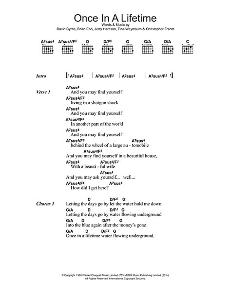 Talking Heads "Once In A Lifetime" Sheet Music Notes | Download ...