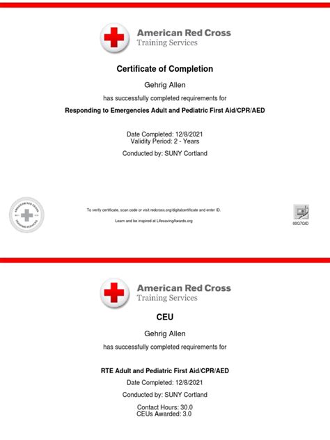 Red Cross Certificate | PDF