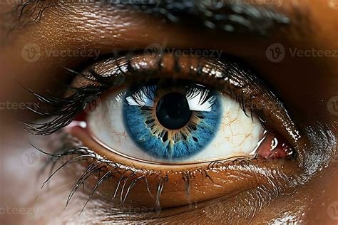 Close-up photo of an African American woman's eye after cosmetic ...