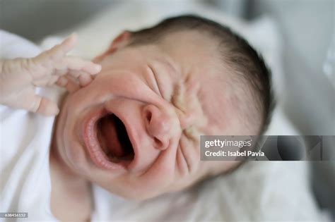 Newborn Baby Crying In Hospital Crib First Day High-Res Stock Photo ...