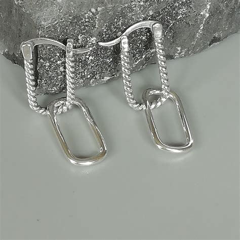 Anchor Link Earrings Sterling Silver Chain Link Earrings - Etsy