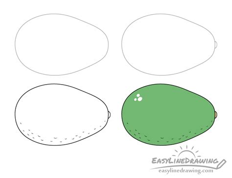 How to Draw an Avocado Step by Step - EasyLineDrawing