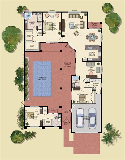 Pin by Gwen Ripley Medina on Dream Home | Courtyard house plans, Courtyard house, Pool house plans