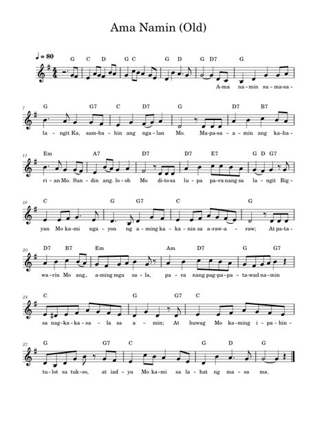 Ama Namin (Old) Sheet music for Piano (Piano-Voice) | Musescore.com