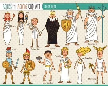 Greek Gods Clip Art - color and outlines | Mitología griega y romana, Mitología, Mitologia griega