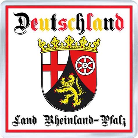 Acrylic Fridge Magnet: Germany. Coat of Arms of Rhineland-Palatinate (Land Rheinland-Pfalz) in ...