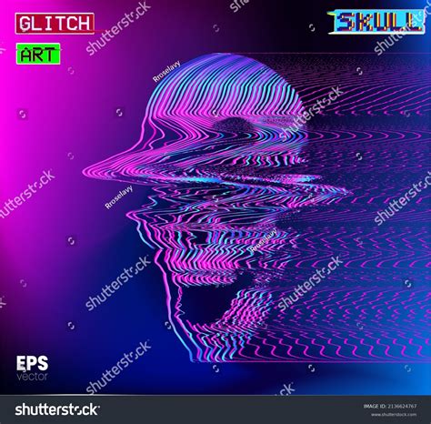 Glitch Art Skull Vector Illustration Digital Stock Vector (Royalty Free ...