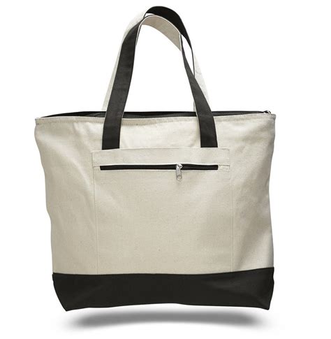 Heavy Canvas Zippered Shopping Tote Bags,Wholesale canvas tote bags