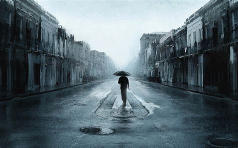 Download Alone Man With Umbrella Sad Background | Wallpapers.com