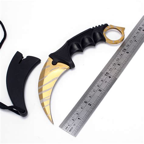 CS GO Counter Strike Golden Karambit Knife Neck Knife with Sheath Tiger ...