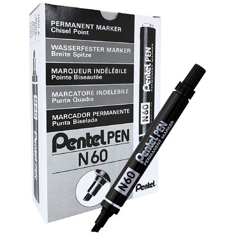 Pentel N60 Permanent Markers Black 12 Pack | Officeworks