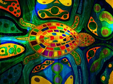 Sea Turtle - Abstract Ocean - Native Art Painting by Marie Jamieson