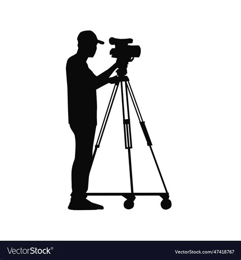 Cameraman with camera silhouette Royalty Free Vector Image