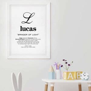 Lucas Name Meaning Printable Name Art Modern Nursery Decor - Etsy