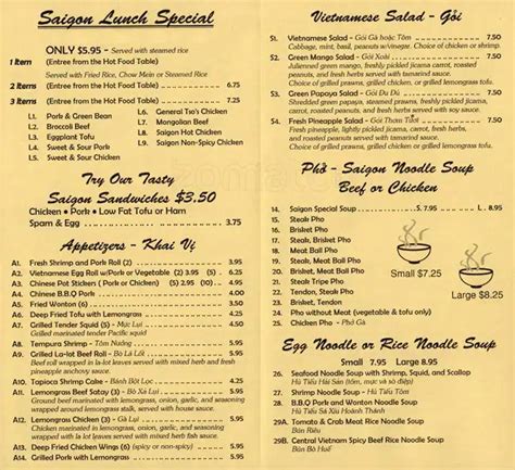 Pho Saigon Menu, Menu for Pho Saigon, Capitol Hill, Seattle ...